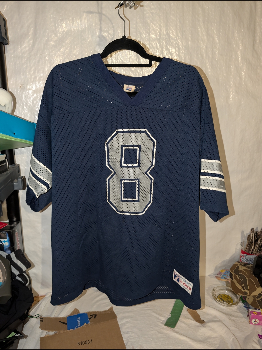 LOGO 7 Men's Navy Blue Football Jersey with White Number 8